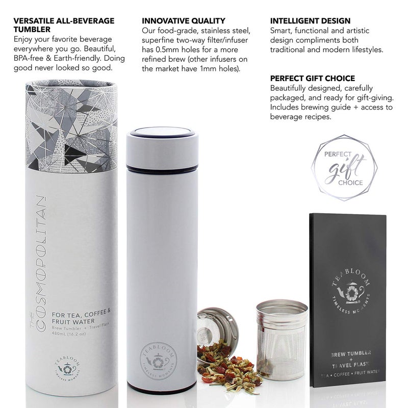 Teabloom - The ORIGINAL All-Brew Travel Tumbler & Thermos | OPRAHâ€™s Favorite | 16oz/480ml Insulated Water Bottle/Tea Flask/Cold Brew Coffee Mug - Image 2